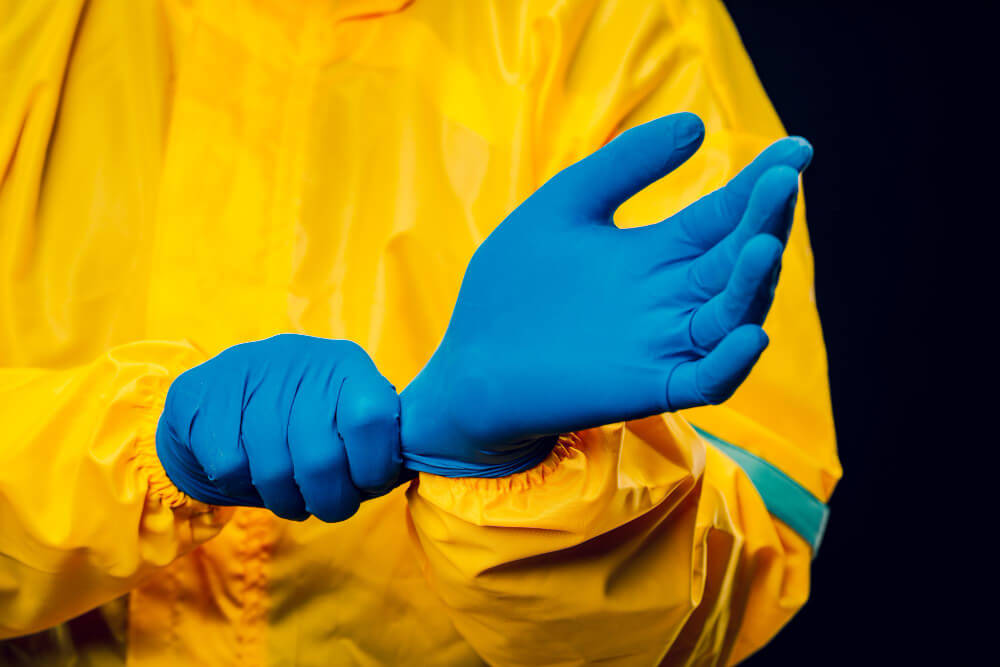 Nitrile powder free blue gloves in Gujarat